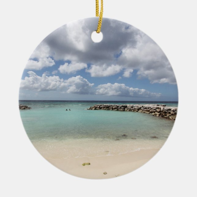 Beach på ön De Handflatan - Aruba Julgransprydnad Keramik (Framsidan)