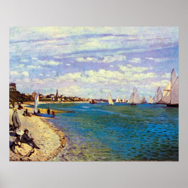 Beach på Sainte Adresse av Claude Monet Poster (Framsidan)