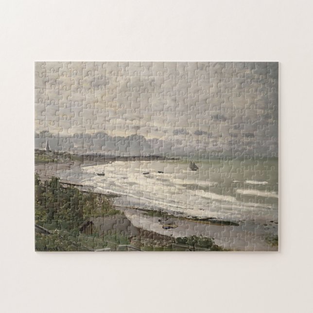 Beach på Sainte-Adresse Monet Fine Art Pussel (Horisontell)
