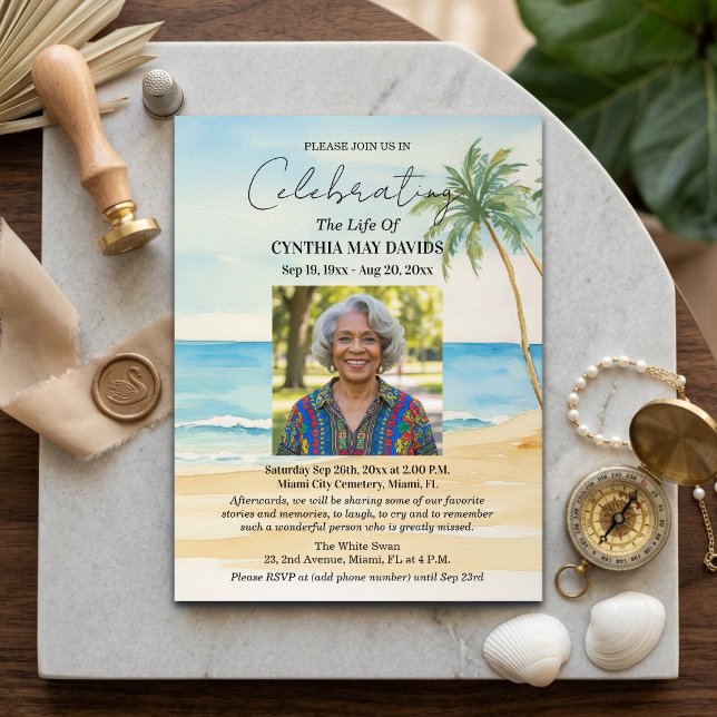 Beach Palm Trees Celebration Of Life Photo Vykort (Skapare uppladdad)