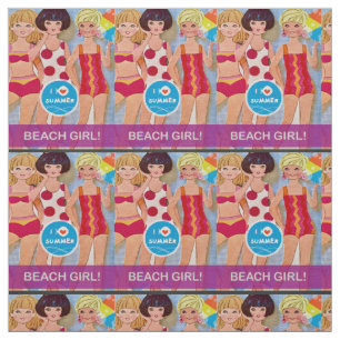 Beach Papper Doll Fabric Tyg