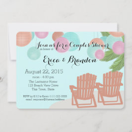 Beach Papper Lanternor Couple’s Shower Inbjudningar