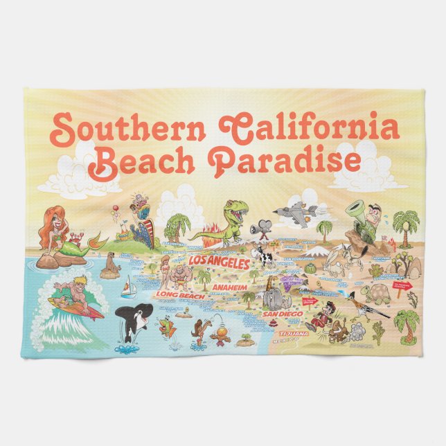 Beach Paradise California Kitchen Towel Kökshandduk (Horisontell)