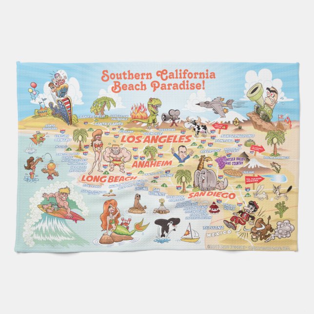 Beach Paradise California Kitchen Towel Kökshandduk (Horisontell)