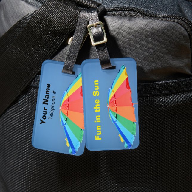 Beach Parbrella Bright Colorful Bagagebricka (Skapare uppladdad)