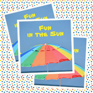 Beach Parbrella Bright Colorful Summer Roligt Pappersservett