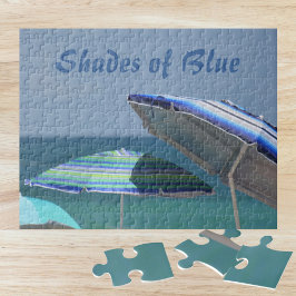 Beach Parbrellas Shades of Blue Anpassade Pussel