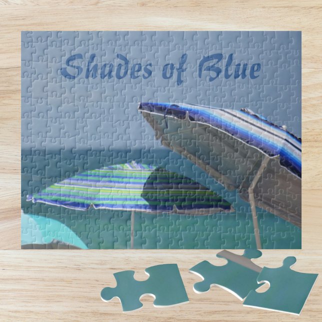 Beach Parbrellas Shades of Blue Anpassade Pussel (Skapare uppladdad)