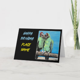"Beach Parrots"-målning på en Tack Kort
