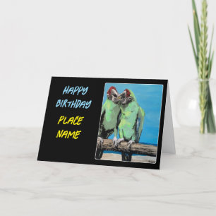 "Beach Parrots"-målning på en Tack Kort