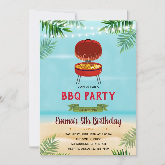 Beach-partsinbjudan Inbjudningar (Framsida)
