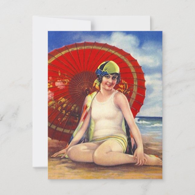 Beach Party Flapper ERA Stil Cloche Inbjudan (Framsida)