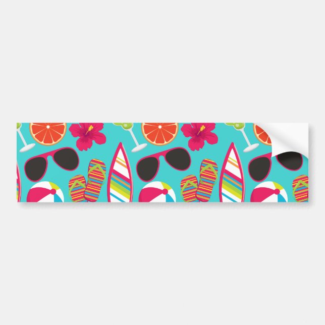 Beach Party Flinflip flops Sunglass Beach Boll Tea Bildekal (Framsidan)