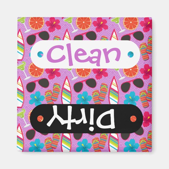 Beach Party Flinflip flops Sunglass Beachball Lila Magnet (Framsidan)