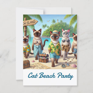 Beach party för Cat lovers Hawaii themed Vykort