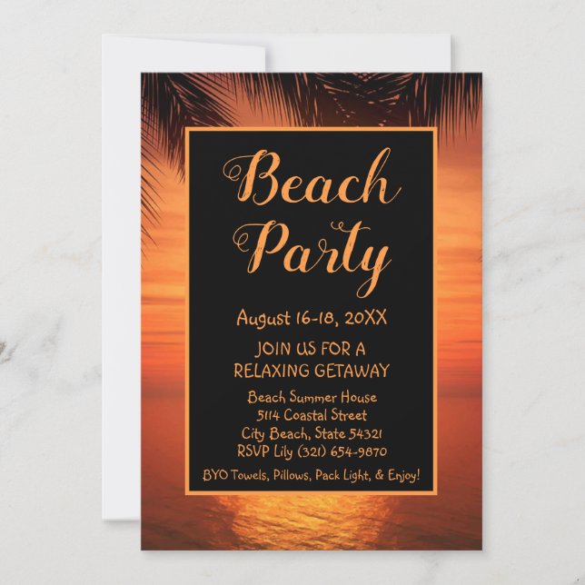 Beach Party Getaway Vacation-inbjudan Inbjudningar (Framsida)