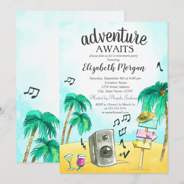 Beach Party Handflatan Inbjudningar (Fram/baksida)