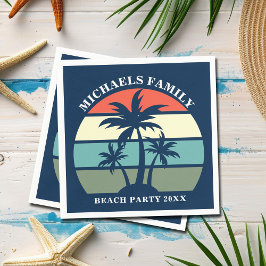 Beach Party Handflatan Träd Sunset Island Anpassni Pappersservett