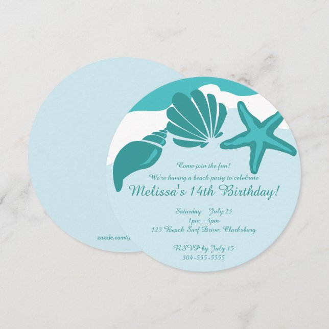 Beach Party Inbjudningar (Fram/baksida)