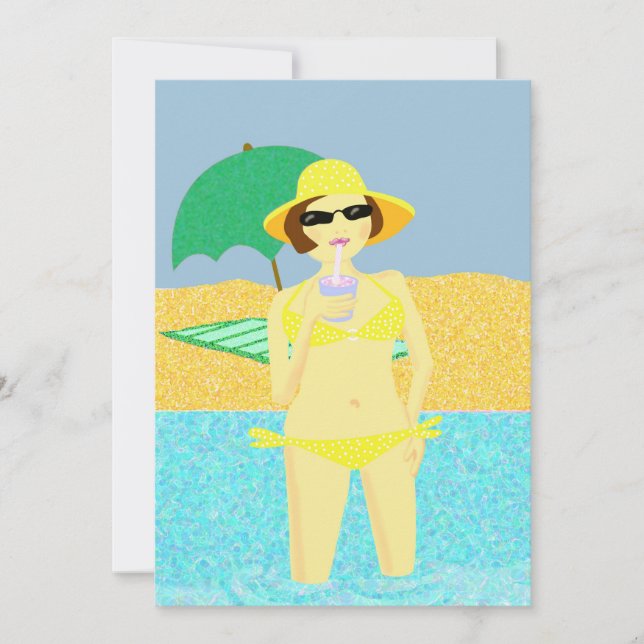 Beach party inbjudningar (Framsida)