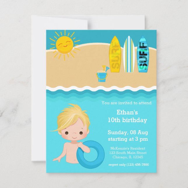 Beach party inbjudningar (Framsida)