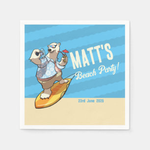 Beach Party Lägg till ditt namn Coola Surfing Pola Pappersservett