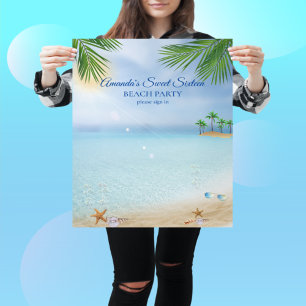 Beach Party Luau Sweet sixteen Seashells PalmTrees Poster