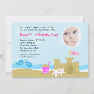 Beach Party Sand Castle 5x7 PHOTO-inbjudan Inbjudningar