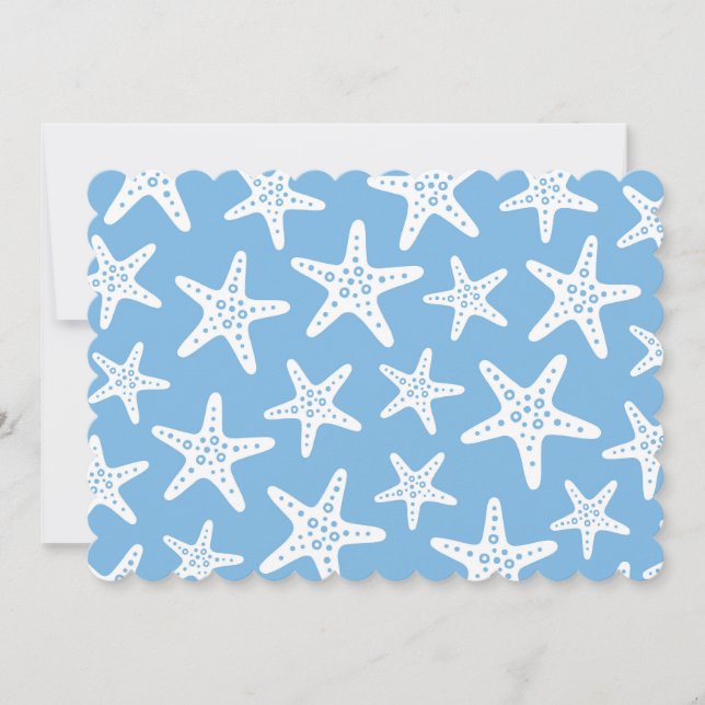 Beach Party Starfish Mönster Blue Inbjudningar (Framsida)