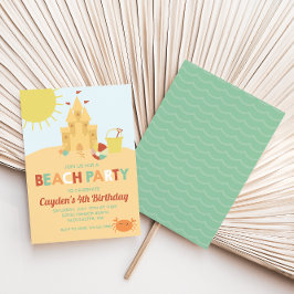 Beach Party Summer Sand castle retro Birthday Inbjudningar