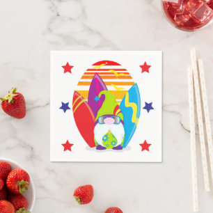 Beach Party Surfing Gnome Pappersservett