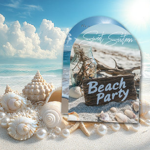 Beach Party Sweet 16 Sand Ocean Seashells Inbjudningar