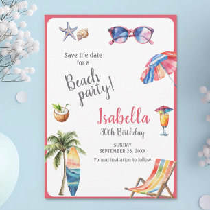 Beach Party Tropical Summer Save Date Spara Datumet