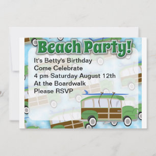 Beach Party Woodie Wagon Inbjudan