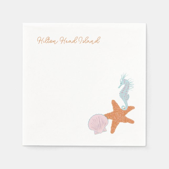 Beach Pastel Teckning Cocktail napkins Pappersservett (Framsidan)