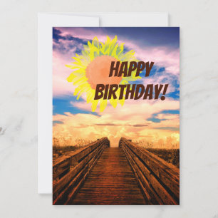 Beach Pathway Birthday Card Inbjudningar