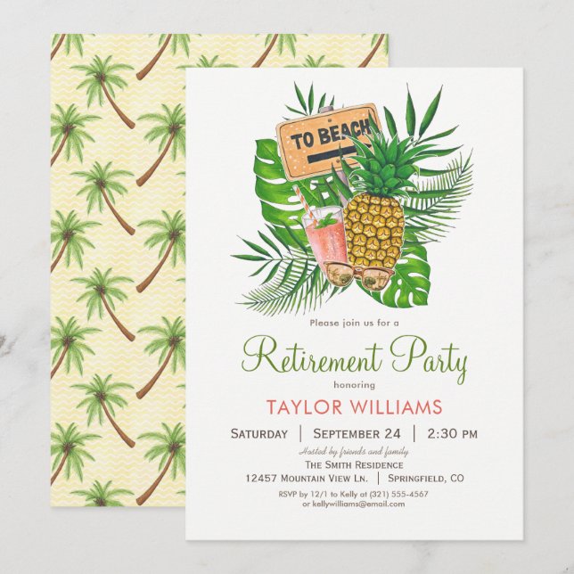 Beach Pension Party-inbjudan Inbjudningar (Fram/baksida)