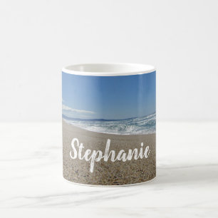 Beach Photo Blå himmel Surfa Sand Pacific Ocean Ku Kaffemugg