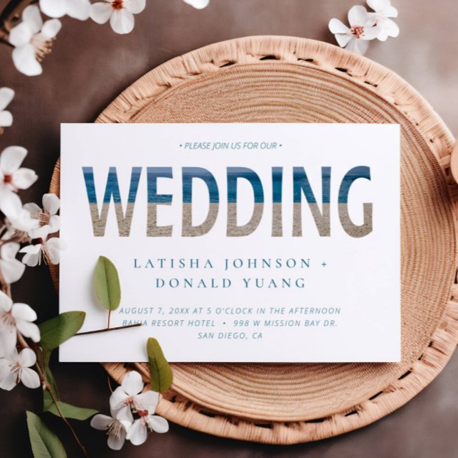 Beach Photo Bröllop Text Art Inbjudningar (Skapare uppladdad)