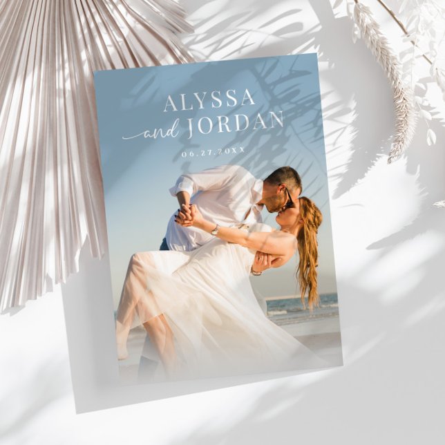 Beach Photo bröllopsinbjudan | Modern minimalist Inbjudningar (Skapare uppladdad)