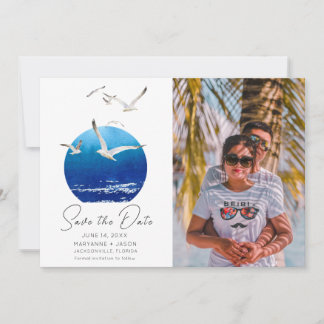 Beach Photo Coastal Wedding Save The Date Spara Datumet