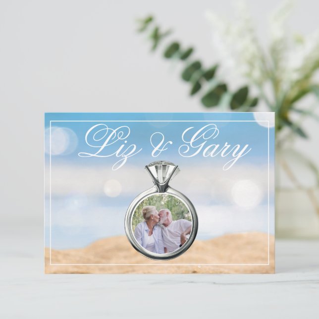 Beach Photo Destination Wedding Tack Kort (Stående Fram)