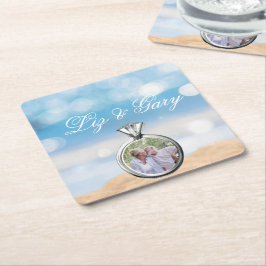 Beach Photo Destination Wedding Underlägg Papper Kvadrat