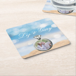Beach Photo Destination Wedding Underlägg Papper Kvadrat