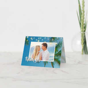 Beach Photo Handflatan String Ljus Bröllop Tack Kort
