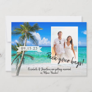 Beach Photo Handflatan Träd Pack din väska är dest Spara Datumet