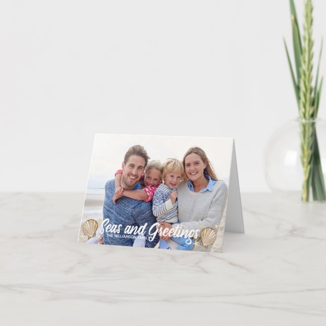 Beach Photo Helgdag Seas och Hälsning jul Kort (Framsida)