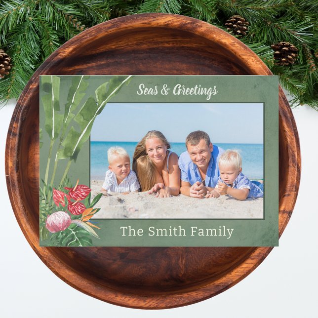 Beach Photo jul Julkort (Favorite Beach Vacation Holiday Photo Christmas Card)