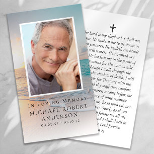 Beach Photo Memorial Prayer Card Visitkort