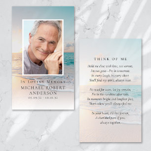Beach Photo Memorial Prayer Card Visitkort
